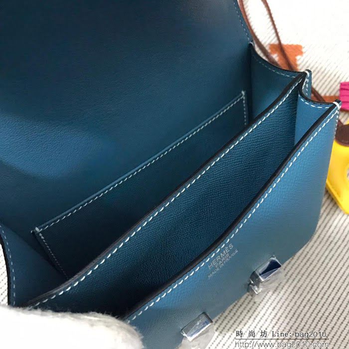 HERMES愛馬仕 H空姐包 進口原廠EP皮 頂級蜜蠟製作 街拍必備單品 中蘭金銀 單肩斜挎包  Ama1566